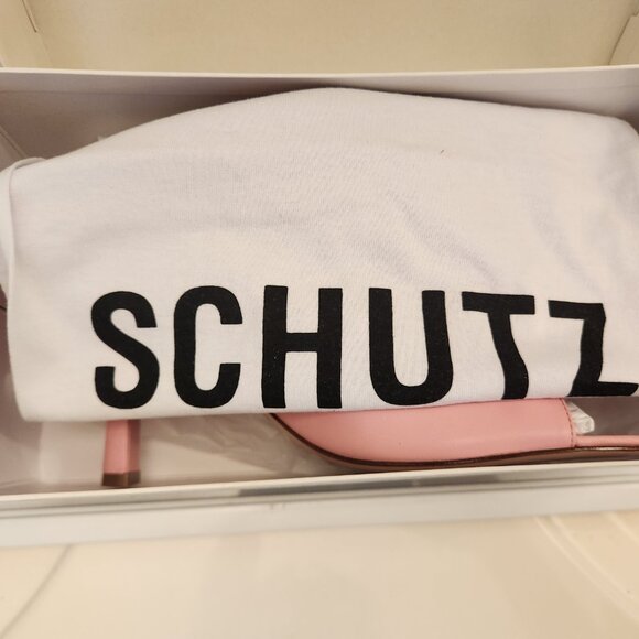 Schutz Women's Agape Slide Heeled Sandals in Rose. Leather. NIB. Size 10 - Picture 11 of 13